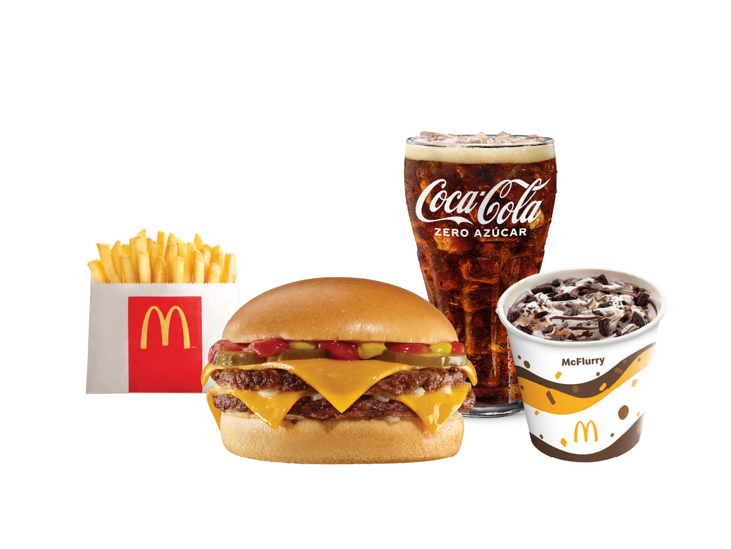 Doble Hamburguesa con Queso, McPapas® pequeñas, Bebida mediana y