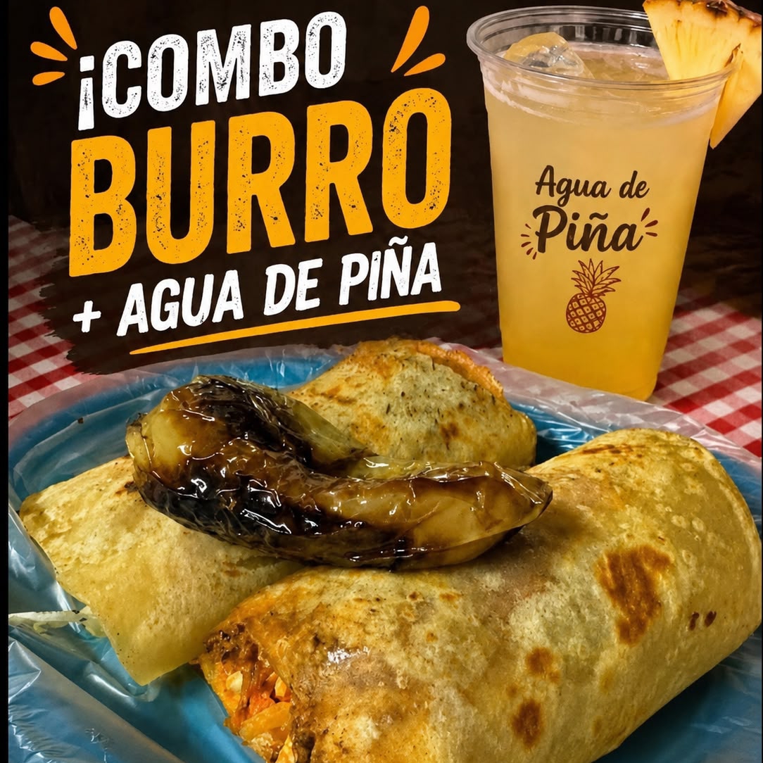 Promo Burro de Asada+Agua de Piña