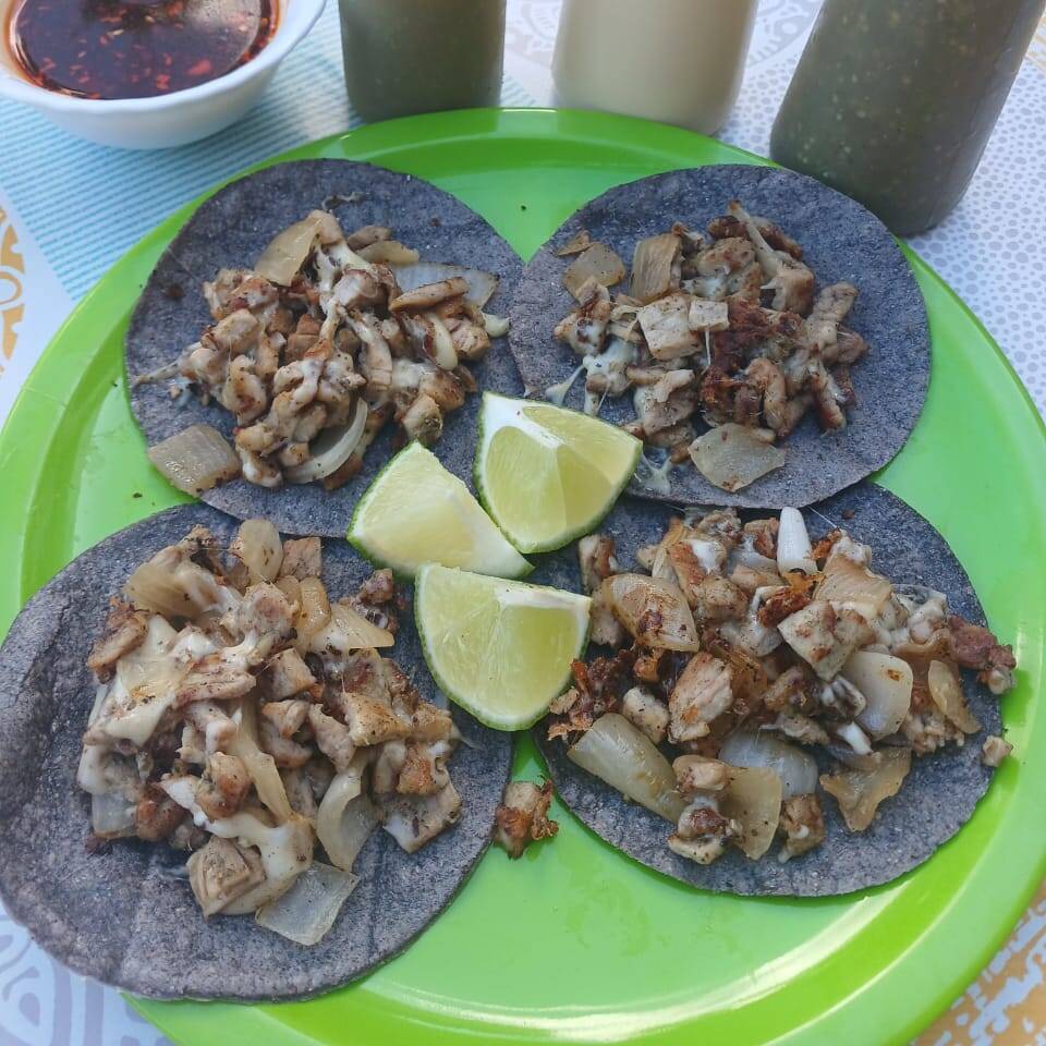 4 Tacos Maiz Asada Cn Queso + Agua de Sabor 500 Ml