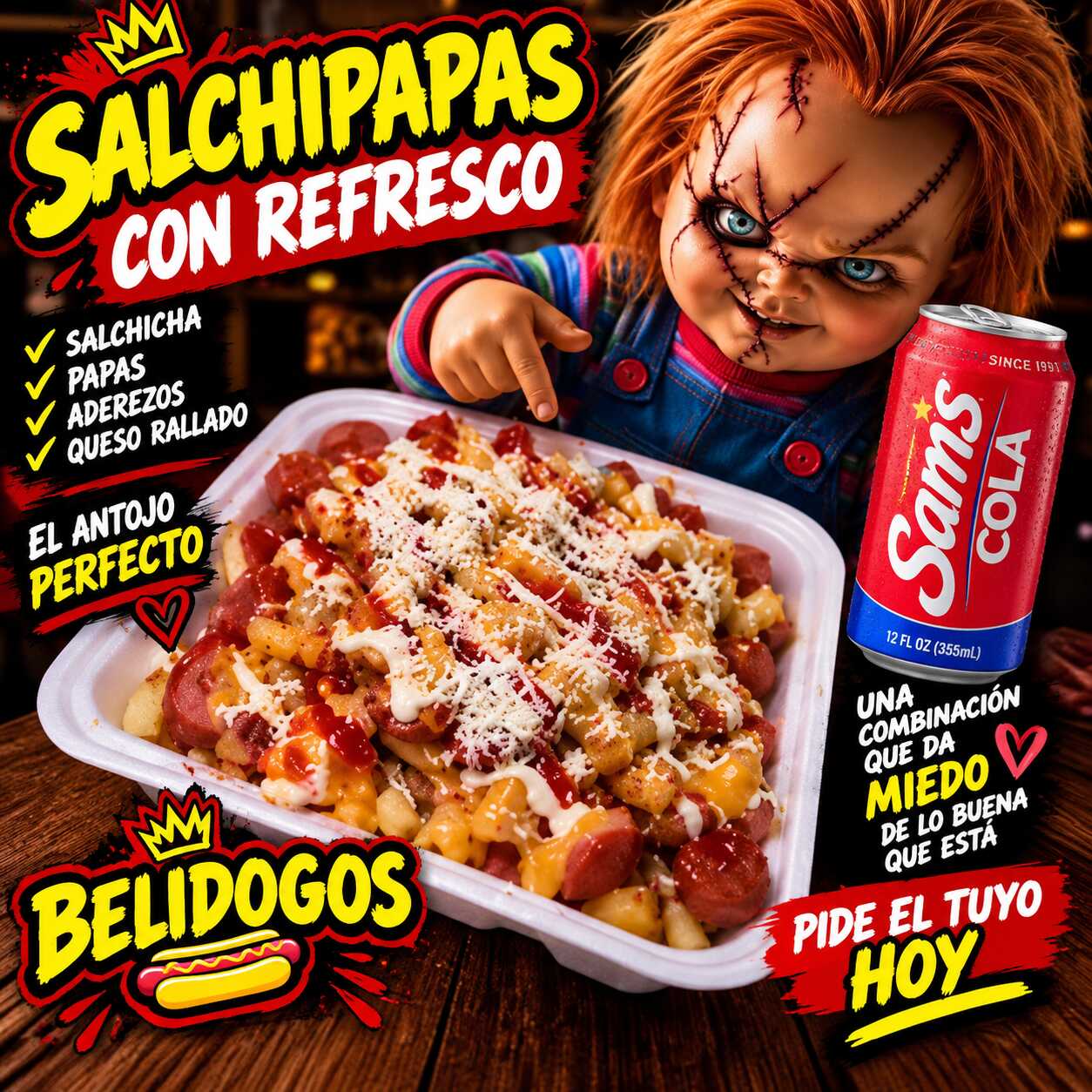 COMBO 5 SALCHIPAPAS CON REFRESCO