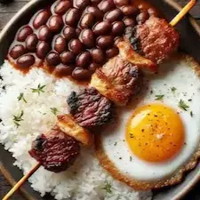 Alcatra, Arroz, Feijão e Ovo Frito