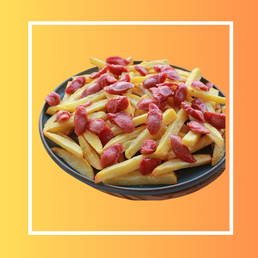 Papas a la francesa con salchicha