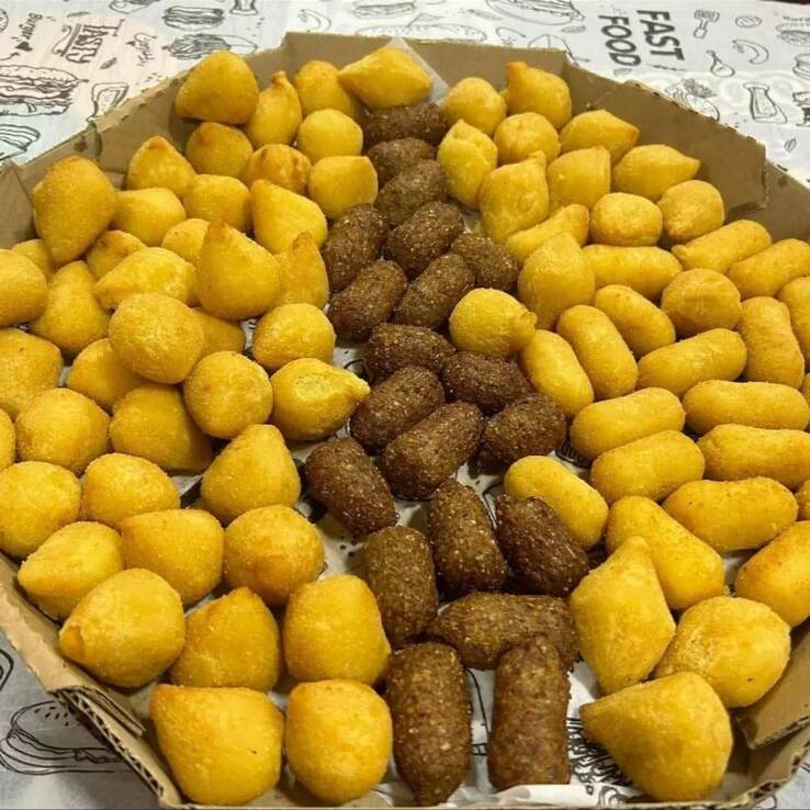 100 salgadinhos de festa + 1 fanta 2l