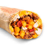 Pão sírio, carne bovina temperada e desfiada, cheddar cremoso, molho barbecue e batatas fritas.