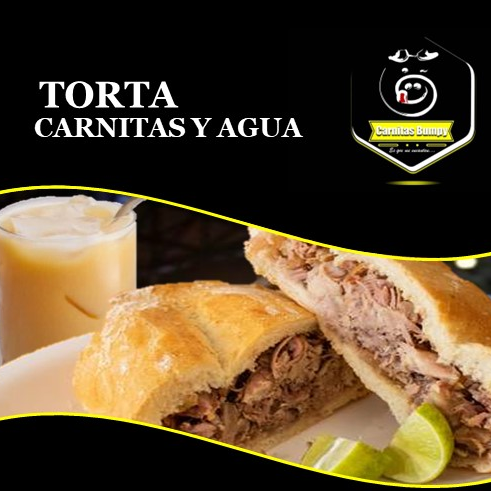Torta Carnitas + Agua de Fruta del Dia