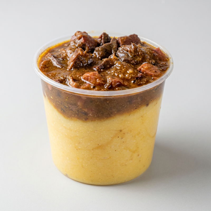 Descubra o sabor incrível do nosso Angu à Baiana, um prato de 600ml, pertencente à categoria de Sopas e Caldos. Este prato é maravilhosamente preparado com um angu perfeitamente cozido, mantendo sua textura suave e seu sabor inconfundível. O recheio generoso é composto por uma porção robusta de carne, cozida lentamente para garantir sua suculência e sabor irresistível. Este prato é uma autêntica experiência culinária baiana, repleta de sabor e tradição. Desfrute desta delícia!