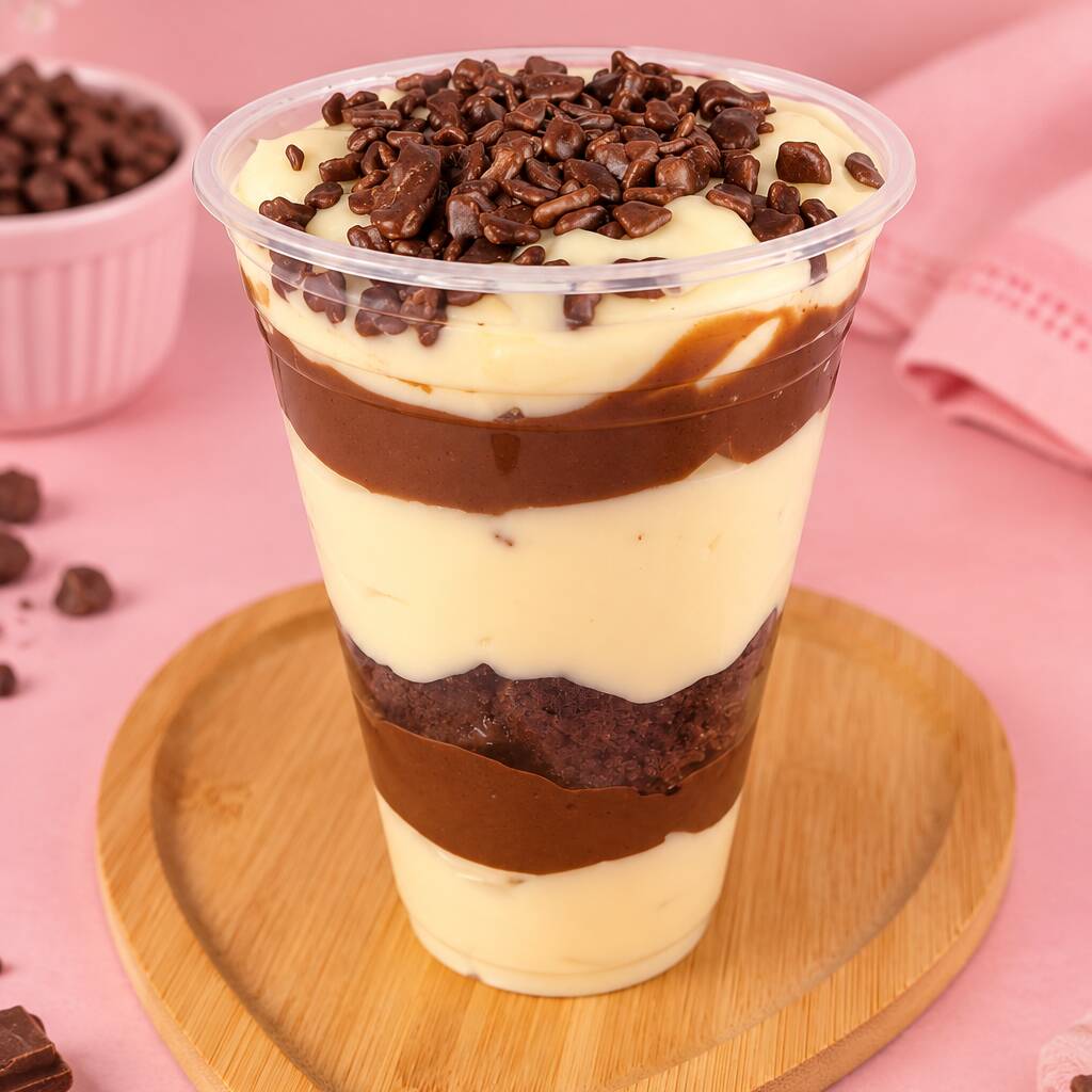 Copo da felicidade de Ninho com brigadeiro 300ml - delicioso creme de ninho, brownie e creme de brigadeiro