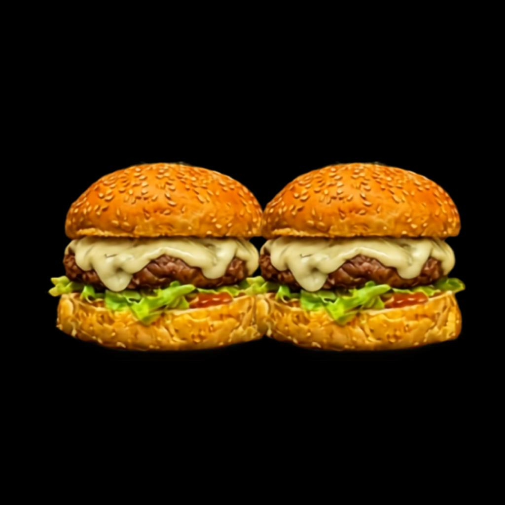 2 Lanches X-Burguers (Pão com gergelim, 1 hambúrguer 56g, queijo mussarela, alface americano fresco e molhos ketchup maionese)