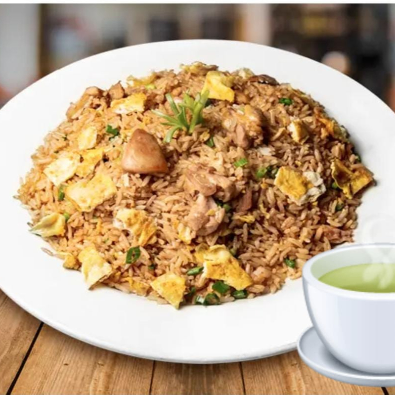 Chaufa de Pollo papas fritas y refresco