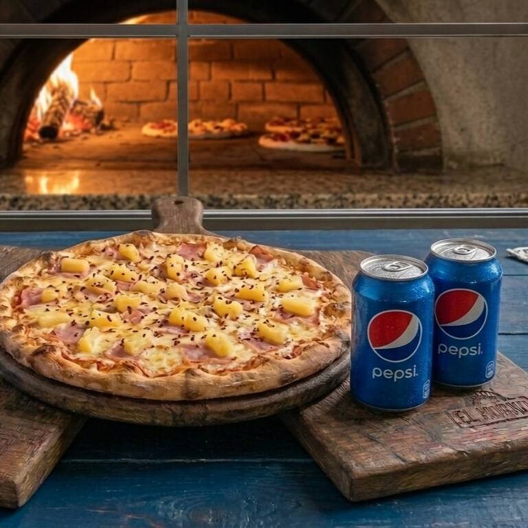Pizza Hawaiana y 2 pepsis