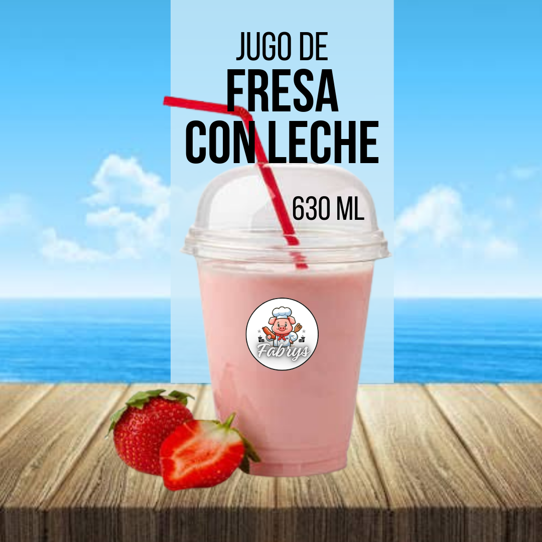 Jugo de Fresa C/ Leche 16 Oz