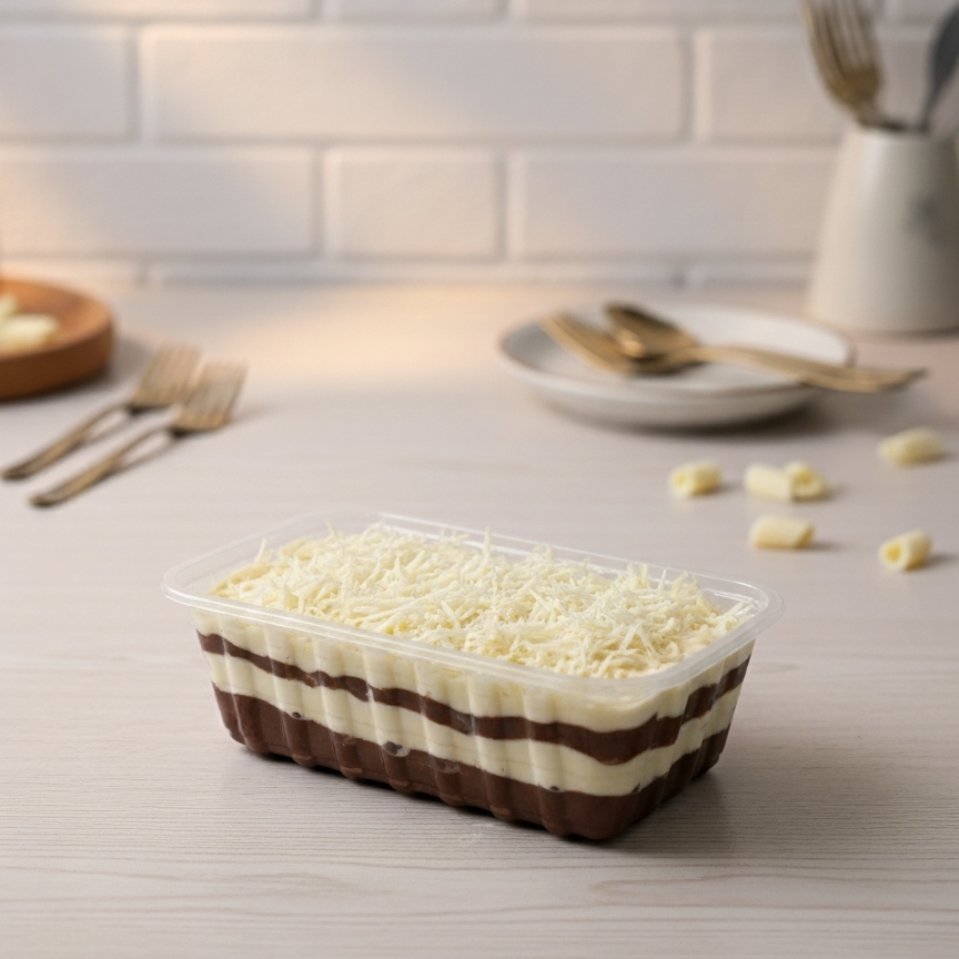 Saboreie nosso pavê , feito com creme ao leite , creme de coco , biscoito maizena e finalizado com coco em flocoss.150g serve 1 pessoa