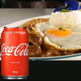 Picadinho Carioca, Carne, Ovo Frito, Arroz feijão e farofa + Coca-Cola 350ml