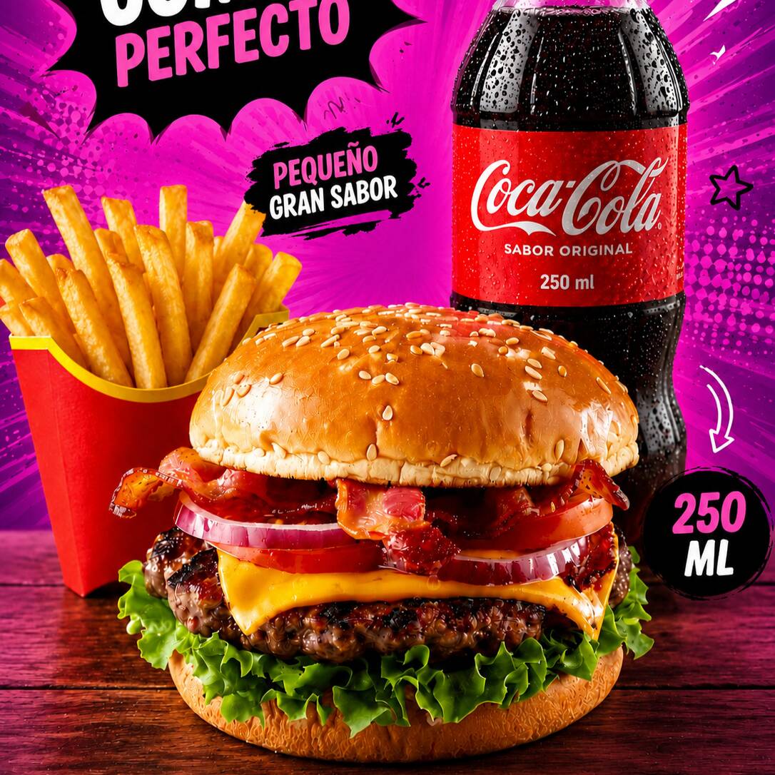 Hamburguesa sencilla con tocineta Gaseosa GRATIS