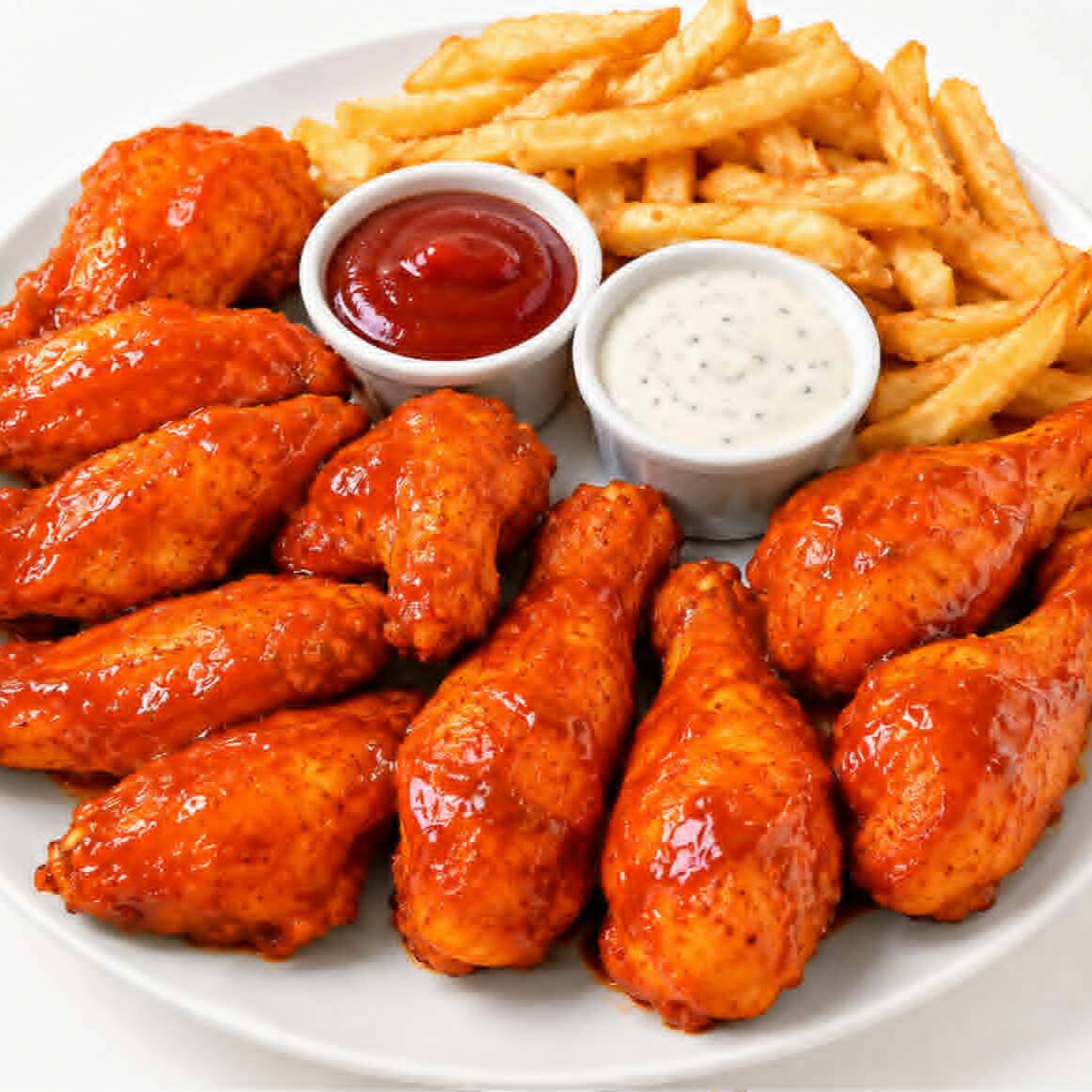 8 Alitas Buffalo + Papas