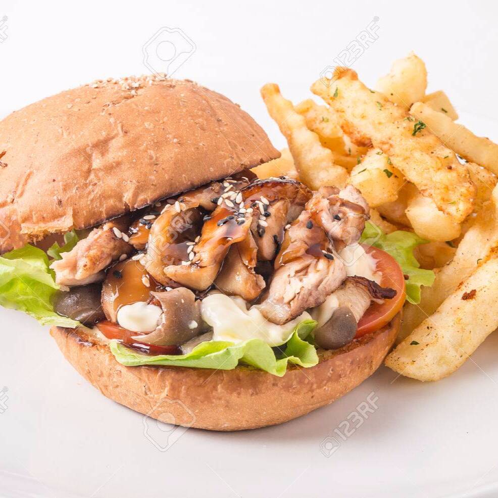 Hamburguesa de Pollo con Champiñones