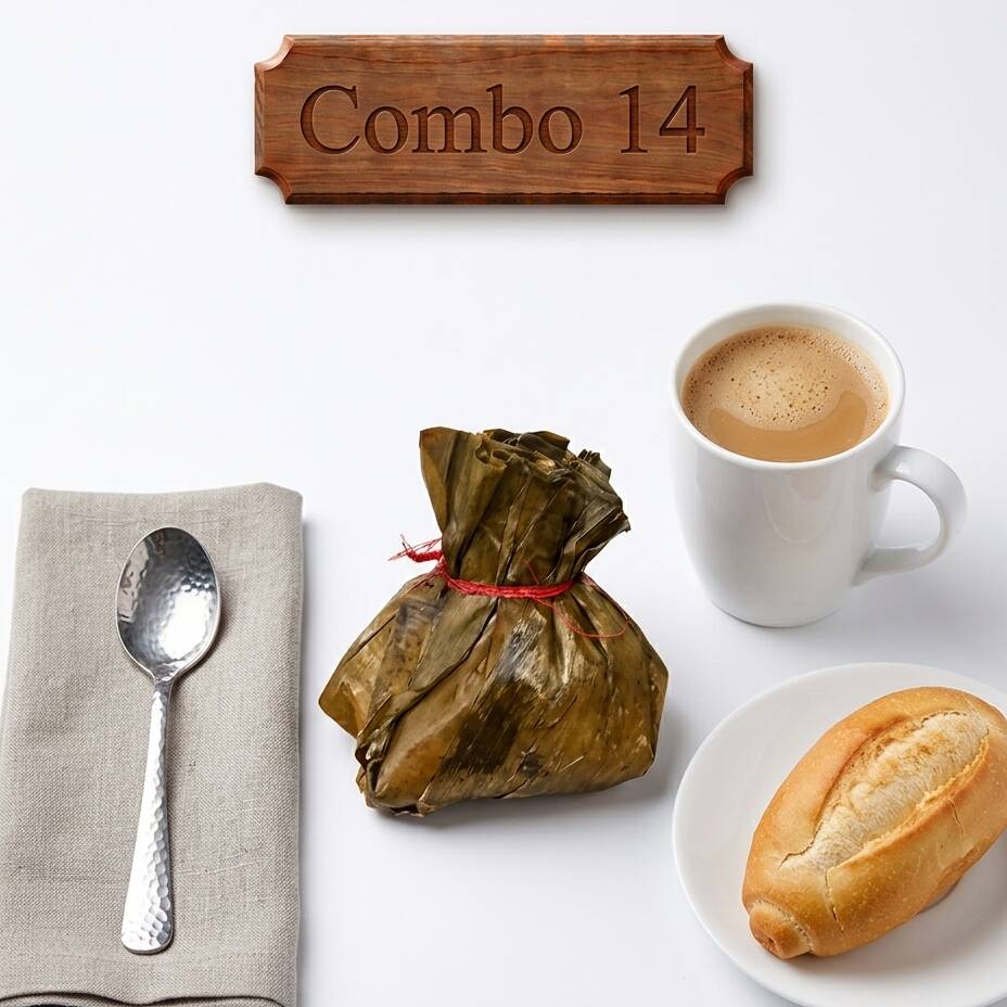 Tamal café con leche pan