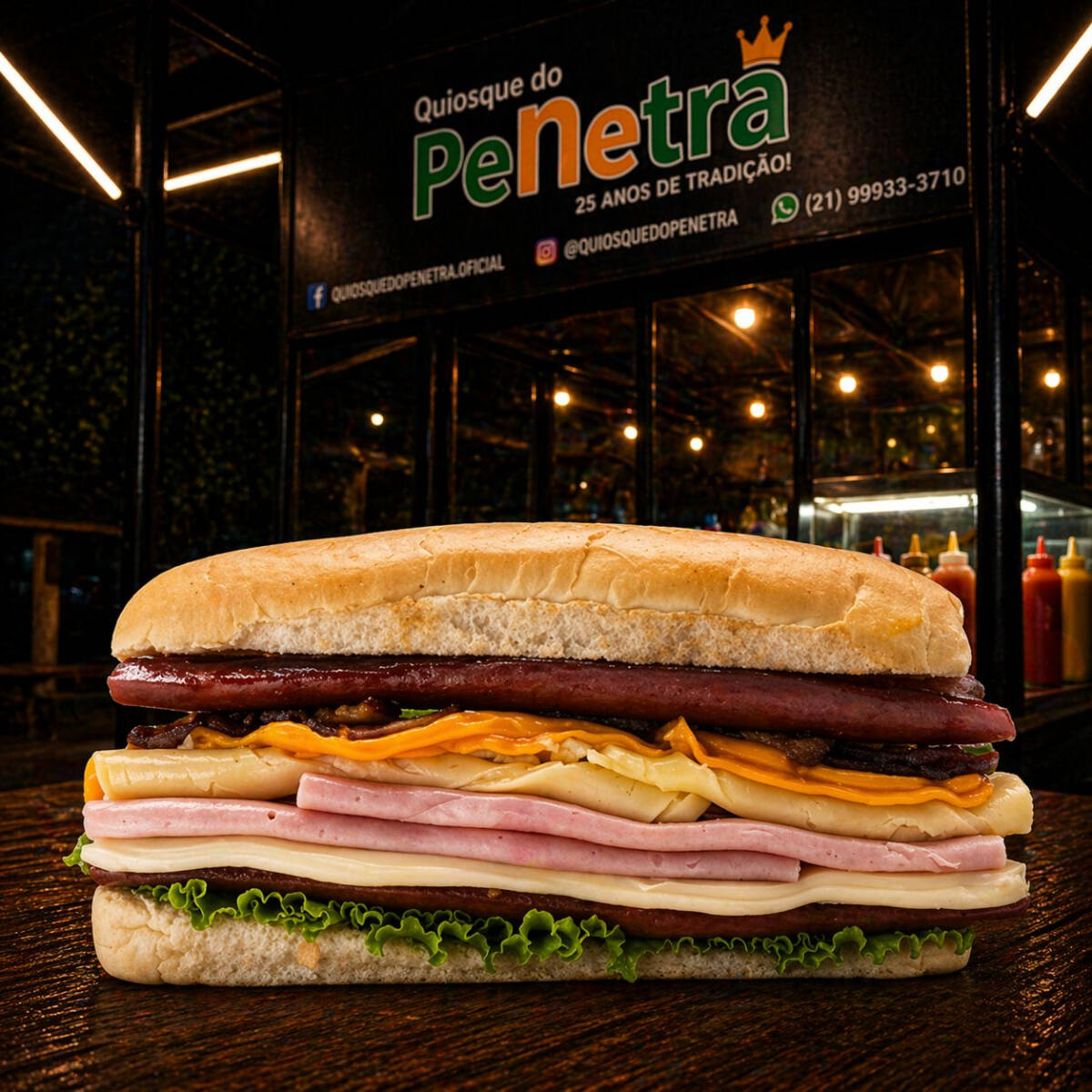 PÃO, LINGUIÇA, CHEDDAR, CATUPIRY, BACON, QUEIJO E PRESUNTO