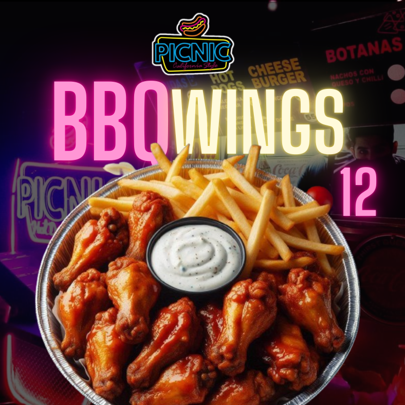 12 BBQ WINGS con papas fritas