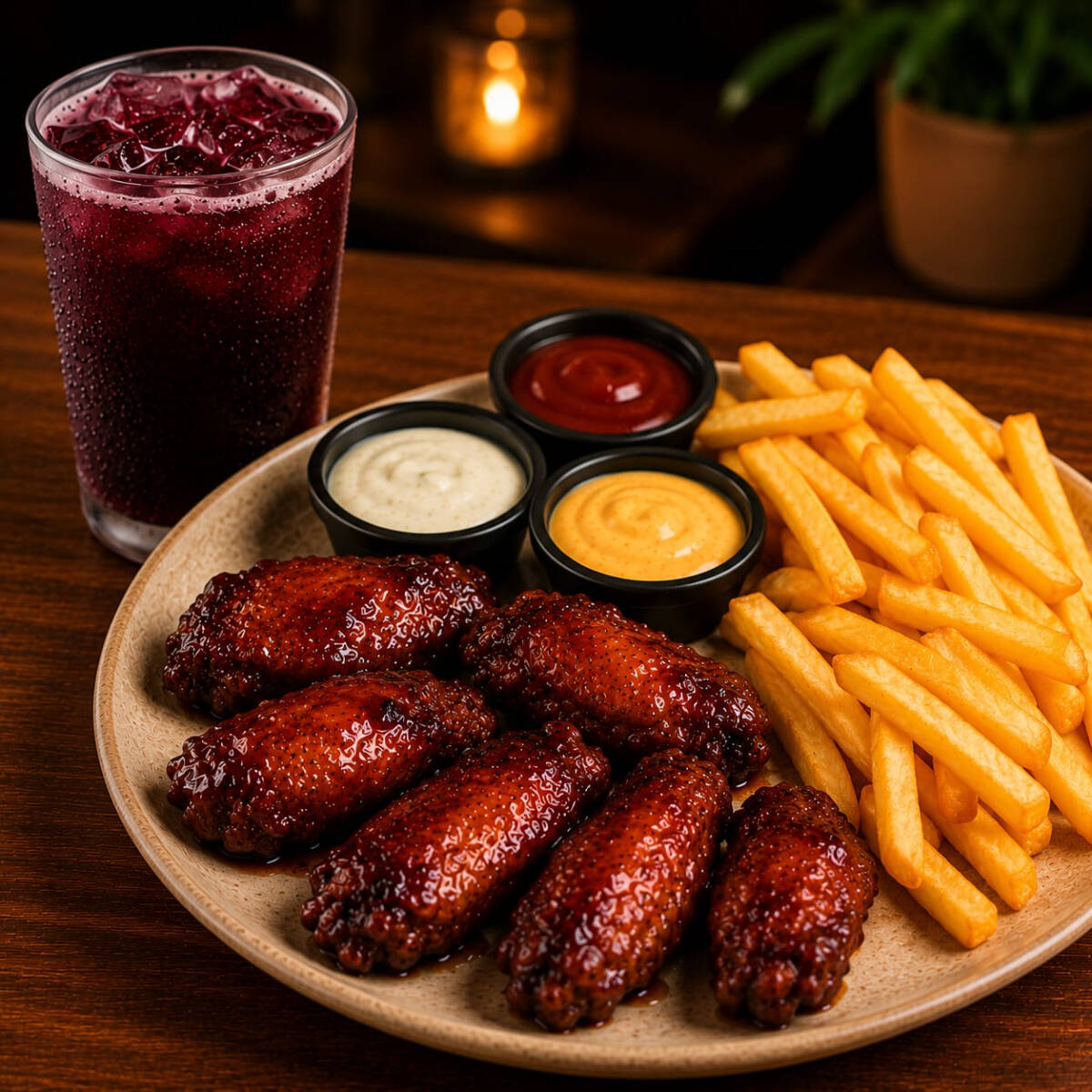 6 ALITAS + PAPAS FRITAS + BEBIDA