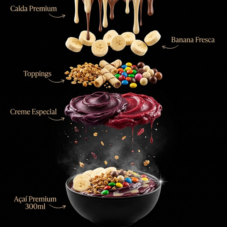 Experimente a perfeição com nosso Açaí Premium, feito com açaí 100% natural da Amazônia. Cremoso, geladinho e irresistível, este açaí é a escolha ideal para quem busca sabor autêntico e qualidade Premium. Benefícios: 0% Gordura Trans: Opção saudável para o seu Dia a Dia. 0% Lactose: Perfeito para quem tem restrições alimentares. 100% Natural: Feito com açaí puro, sem aditivos artificiais. Destaques: Sabor tradicional: O clássico que todo mundo ama! Energia natural: Fonte de antioxidantes e nutrientes essenciais. Porção de 300ml: Ideal para um lanche rápido e nutritivo. Obs.: Personalize seu Açaí com 3 Acompanhamentos Grátis + 1 Calda + 1 Fruta! Aproveite também Acompanhamentos extras, Caldas extras, Fruta extras e bebidas com 10% Off, tudo com qualidade garantida! #gulagourmet #açaídahora #açaí #açaíteria #atendimentotop #bolo #brigadeiro #caldo #chocolate #combo #combopromocional #comidagostosa #comidasaudável #coxinha #cupuaçu #delícia #delicioso #doce #docinho #energia