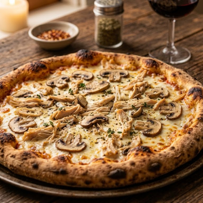 Pizza Pollo Champiñones 6 Porciones