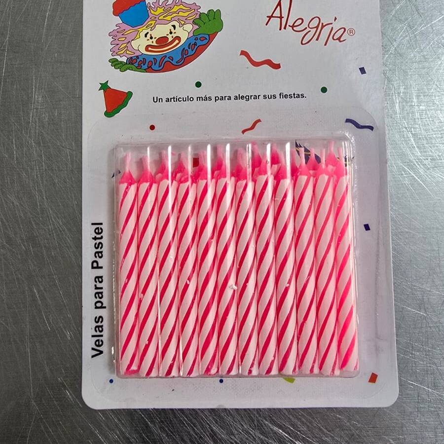 Velas para pastel Basicas Rosada 24 Piezas