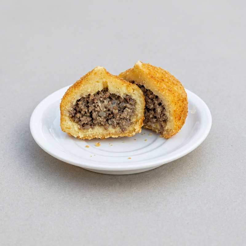 Massa de mandioca com recheio de carne com queijo