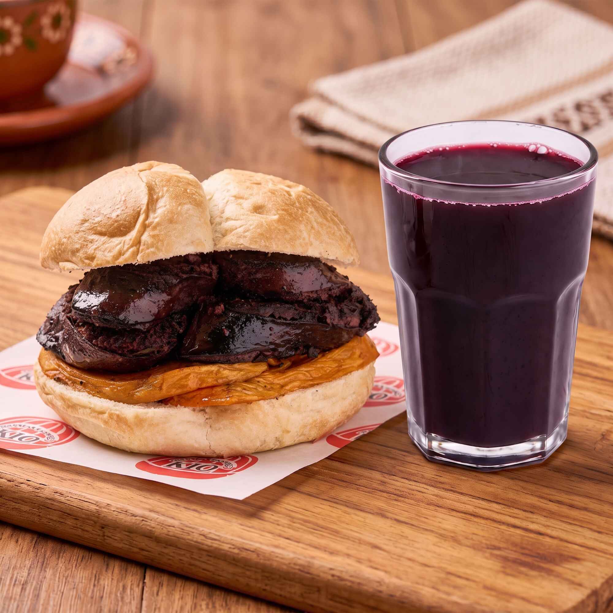 Pan con relleno y chicha