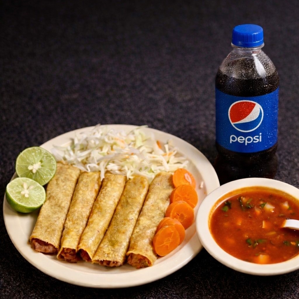 5 Tacos de Maíz con Refresco