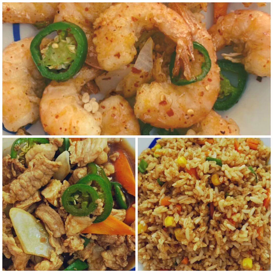 Camaron y Bistec Picoso con Arroz
