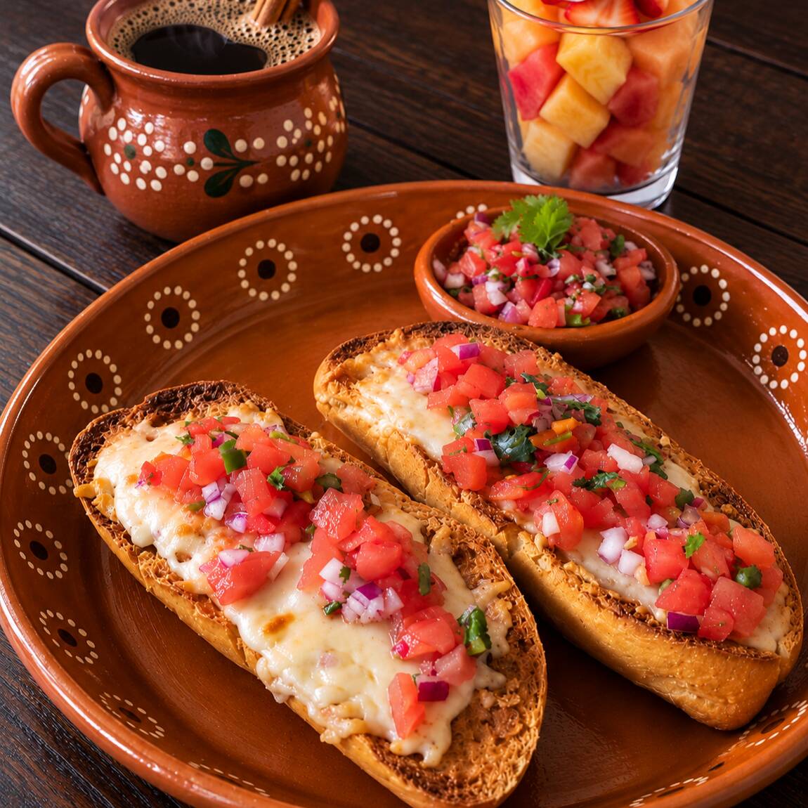 Molletes + Fruta + Café