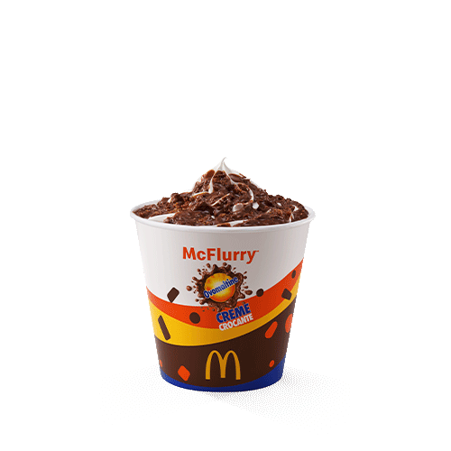 Sobremesa composta por bebida láctea sabor baunilha, o Creme Crocante de Ovomaltine e Ovomaltine em pó.