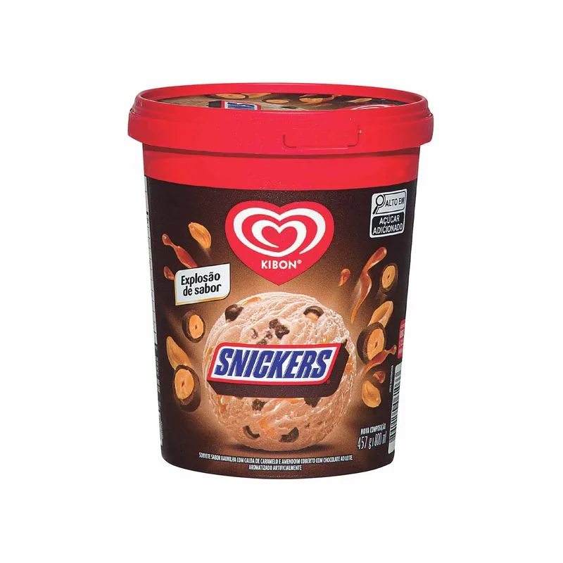 Delicioso Pote de Sorvete Snickers 800 ml