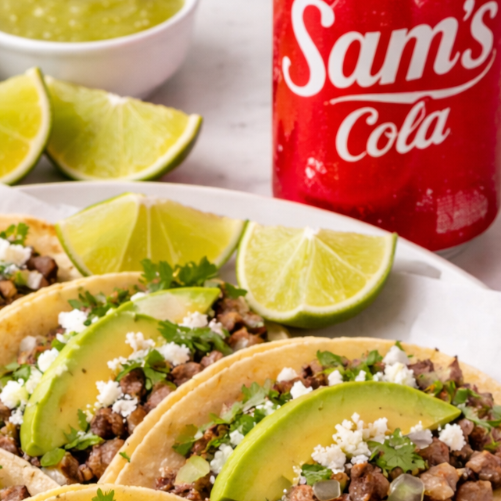5 Tacos de Bistec y 1 Refresco de Lata