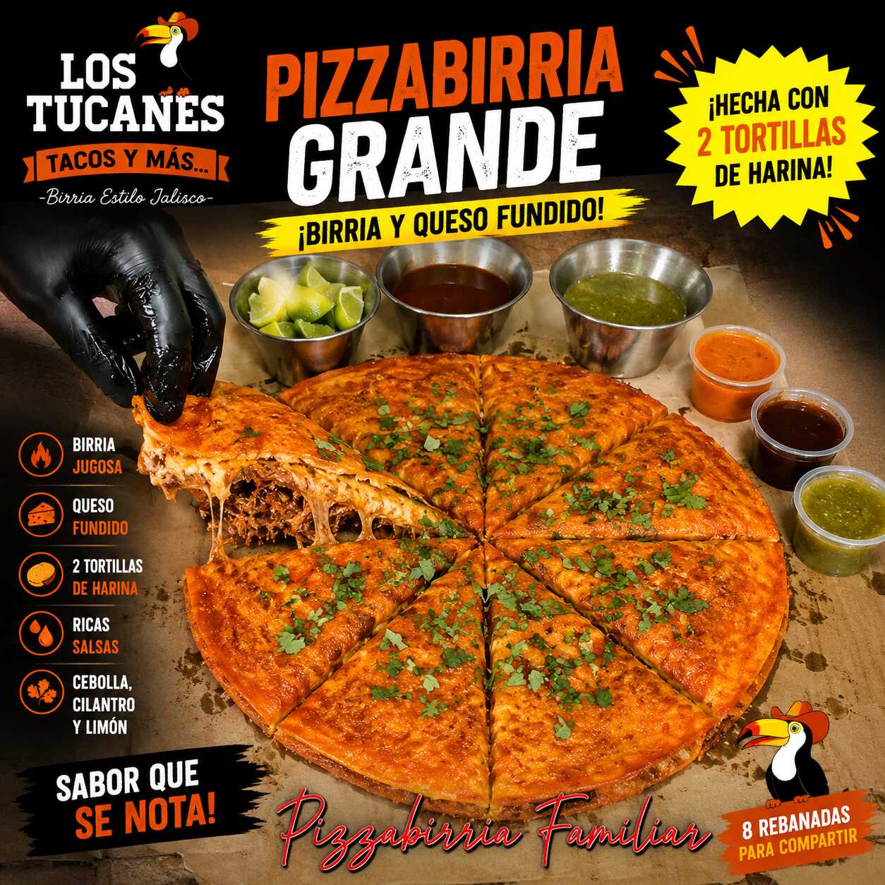Pizza Birria (8 Rebanadas)