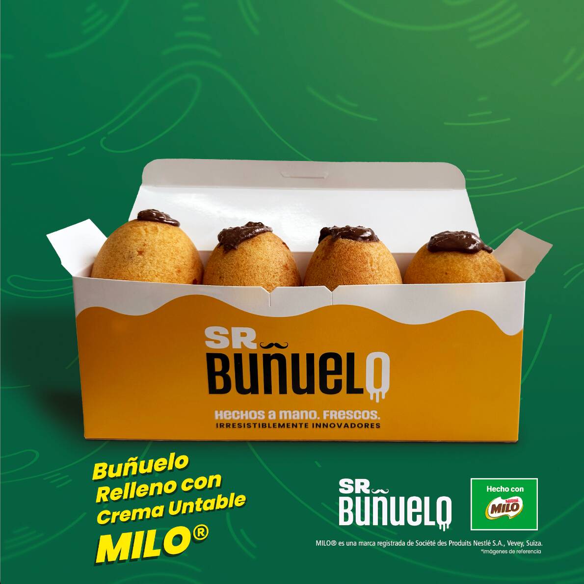 Caja X4 Buñuelos de Crema Untable MILO ®️