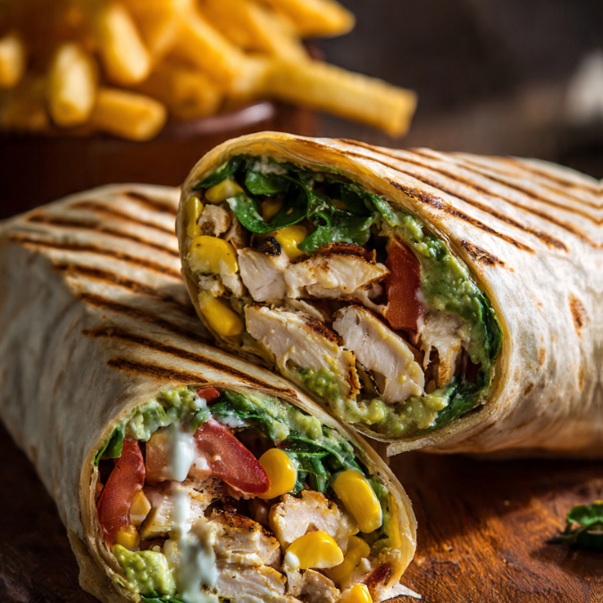 WRAP DE POLLO ASADO + PAPAS