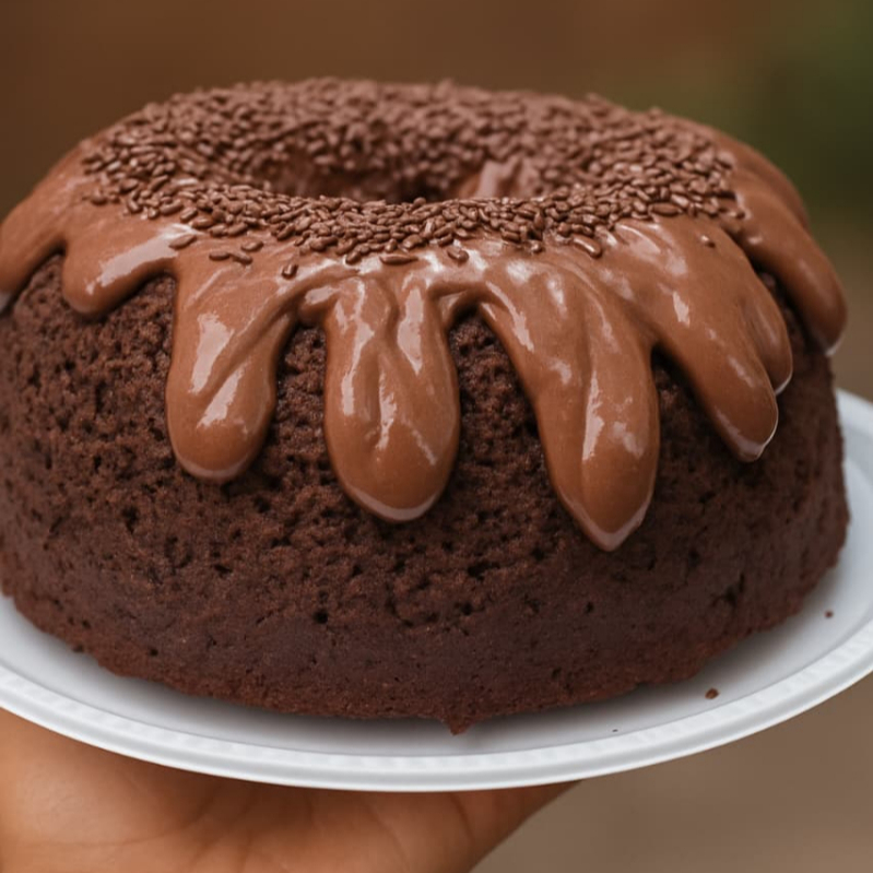 uma masssa de chocolate super umida e fofinha finalizada com um brigadeiro cremosso de chocolate