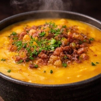 Abóbora, alho, cebola, linguiça , carne seca, cheiro-verde, sal e temperos.