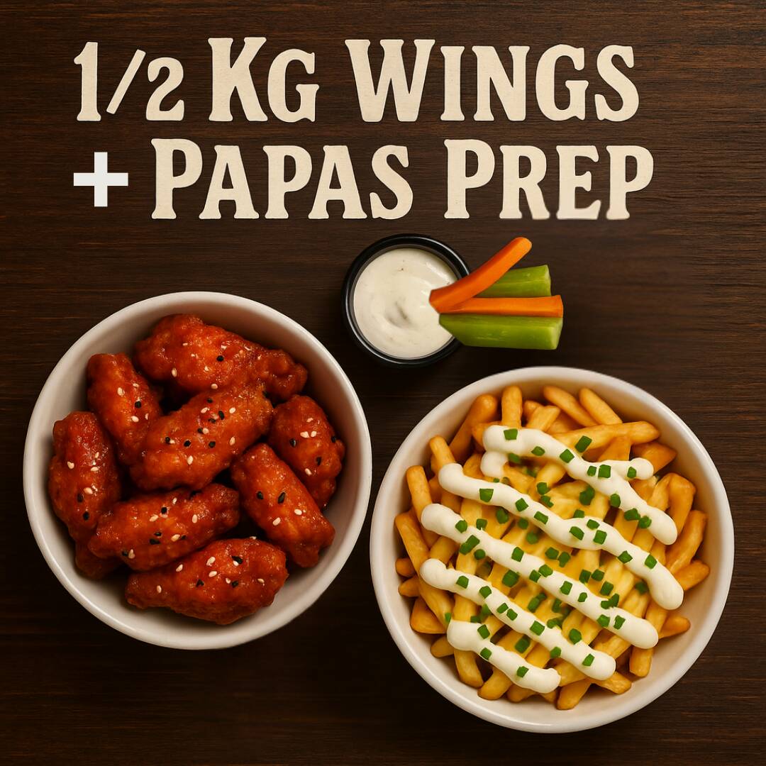 1/2 Kg Alitas + Papas Preparadas