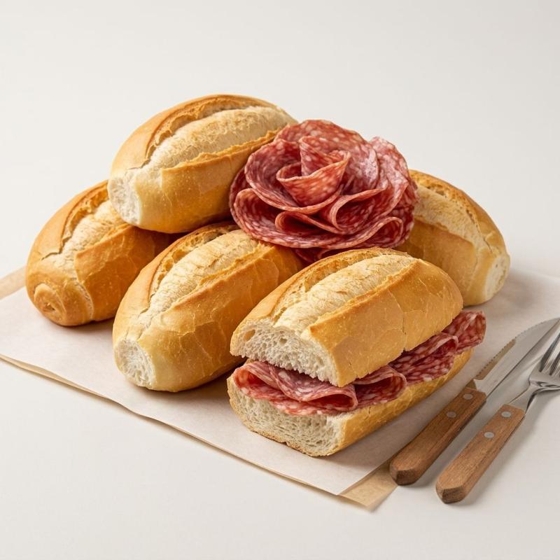 04 Pães francês / 100g de salame
