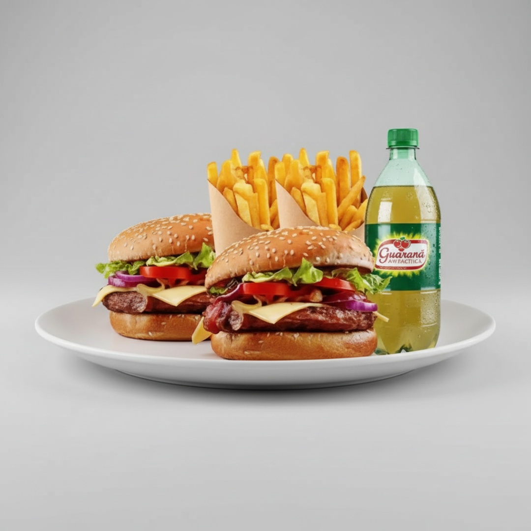 Pão, Carne de hamburguer, Presunto, Mussarela, Ovo, Bacon, Frango Desfiado, abacaxi, Milho, alface, Tomate, Batata Palha, Catupiry, Cheddar, Barbecue