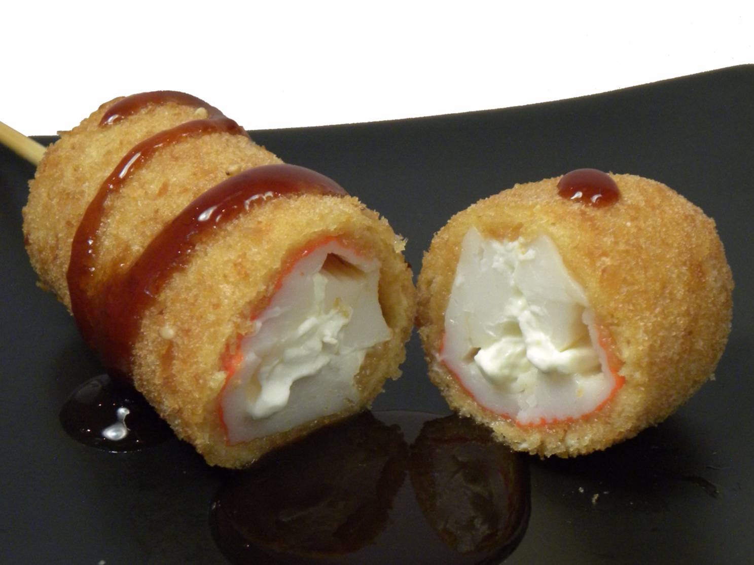 Kushiage de Cangrejo y filadelfia