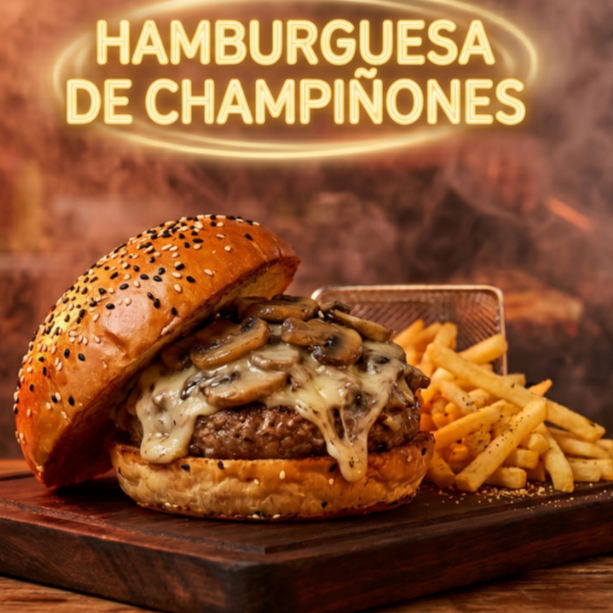Hamburguesa Con Champiñones