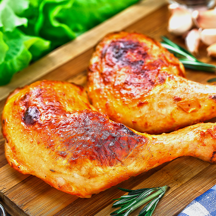 1 unidade de Coxa e sobrecoxa, arroz, maionese e farofa.