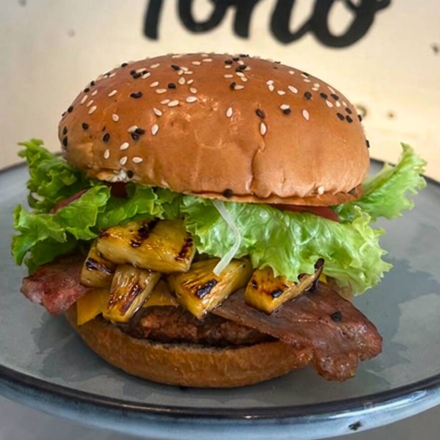 Hamburguesa Hawaiana con Tocino