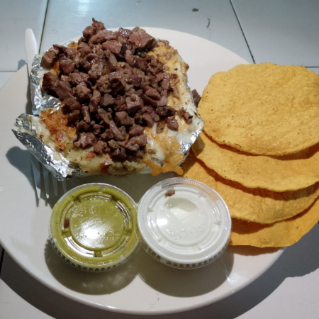 Papa Asada Arrachera a la Brasa