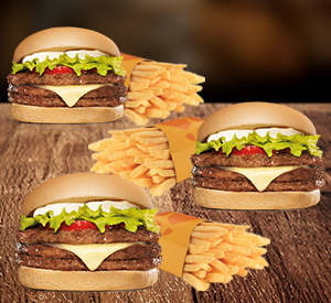Escolha 3 sanduíches da linha Triplo (Croc Americano, Croc, X-Egg Bacon, X-Salada ou Americano) e complete a festa com 3 porções de fritas. É sabor que não acaba mais para dividir com os amigos!