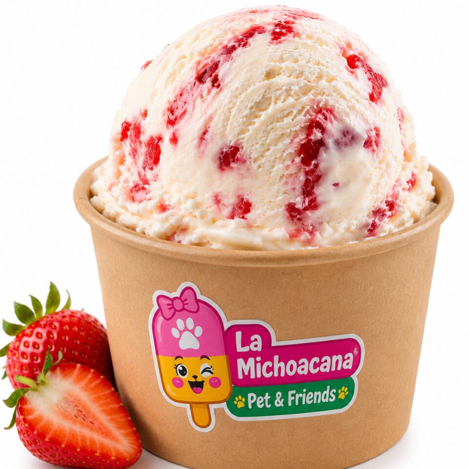 Helado Fresas con Crema 4oz 🍓